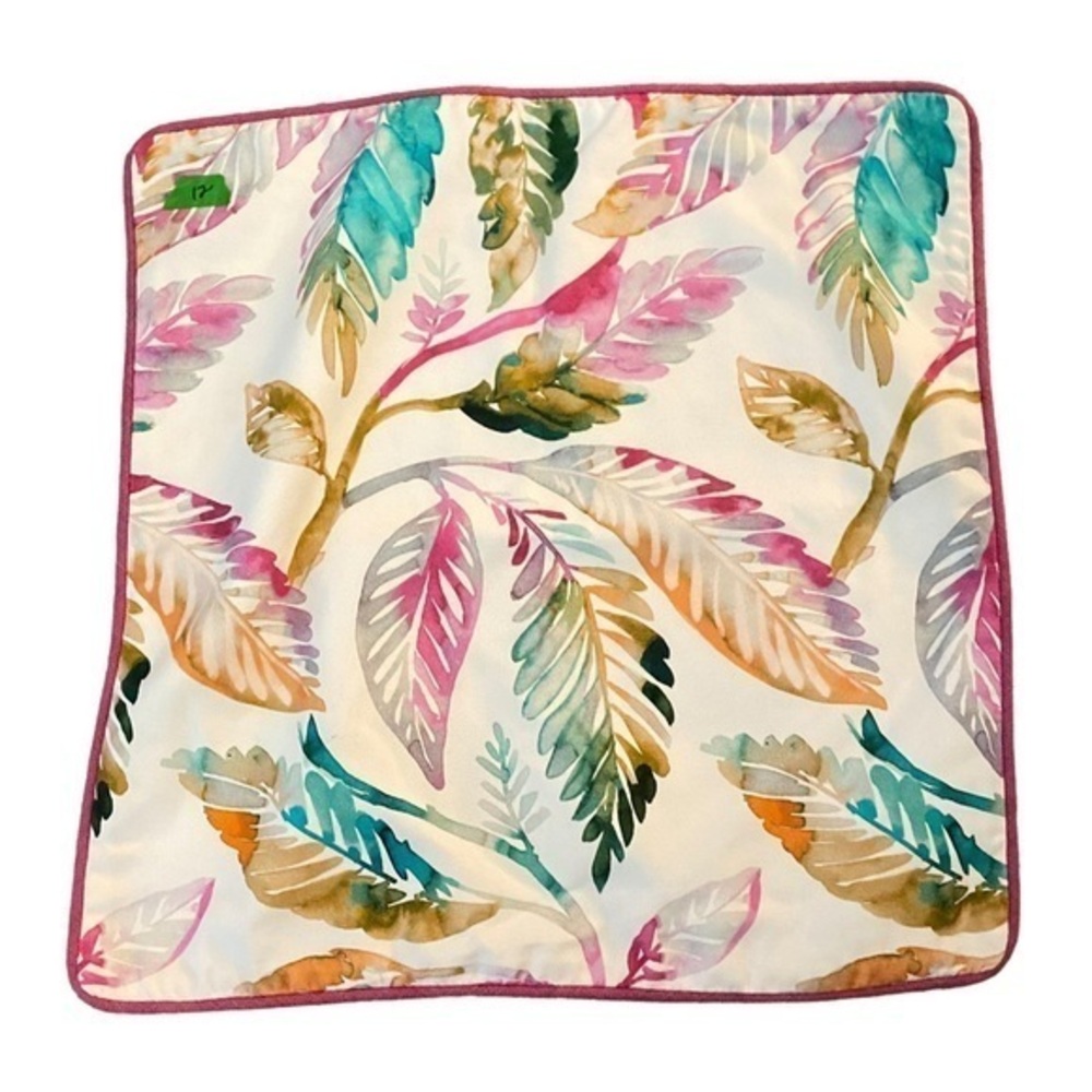 Custom Hot Pink Trimmed Leaf Botanical Print Throw Pillow Covers 22" Large